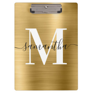 Monogram Gold Shimmer Foil Klemmbrett