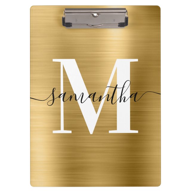 Monogram Gold Shimmer Foil Klemmbrett (Vorderseite)