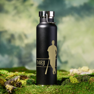 Monogram Gold Silhouette Baseball Player Trinkflasche
