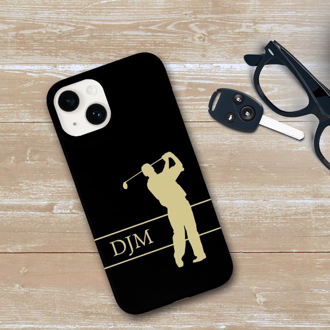 Monogram Gold Silhouette Golfer Case-Mate iPhone Hülle (Von Creator hochgeladen)