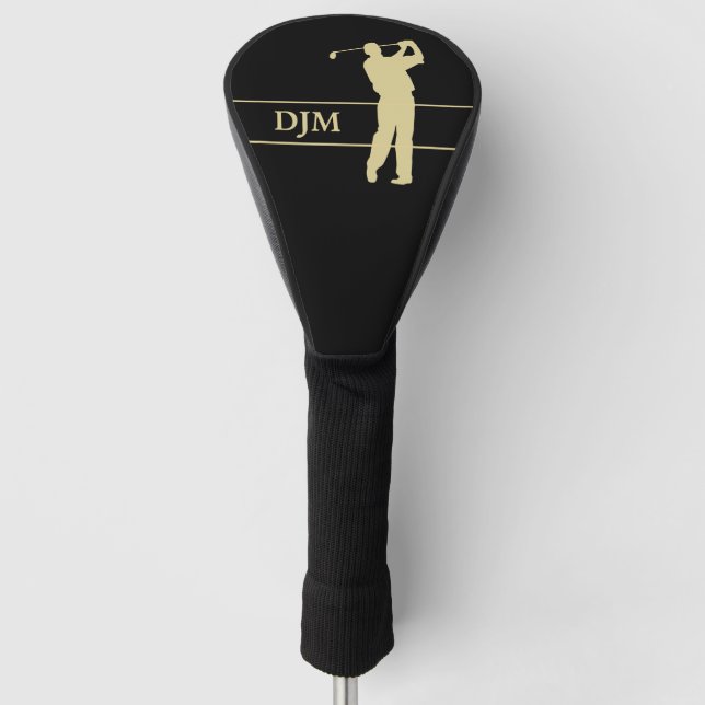 Monogram Gold Silhouette Golfer Golf Headcover (Vorderseite)