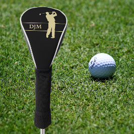 Monogram Gold Silhouette Golfer Golf Headcover