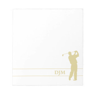 Monogram Gold Silhouette Golfer Notizblock