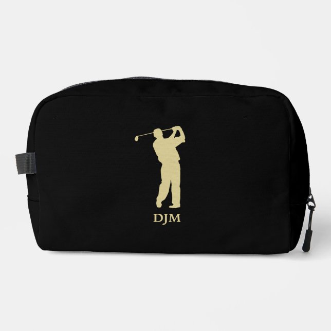 Monogram Gold Silhouette Golfer Waschbeutel (Vorderseite)