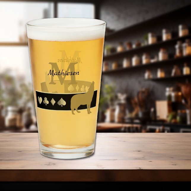 Monogram Gold Silhouette Howling Wolf Glas (Von Creator hochgeladen)