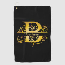 Monogram Gold Silhouette Letter B Golftücher