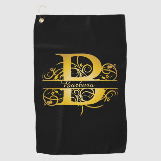 Monogram Gold Silhouette Letter B Golftücher Golfhandtuch
