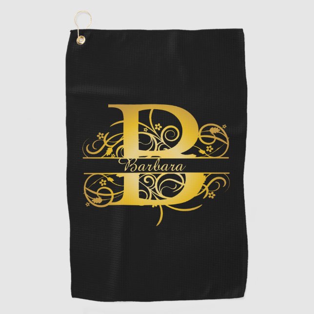 Monogram Gold Silhouette Letter B Golftücher Golfhandtuch (Vorderseite)