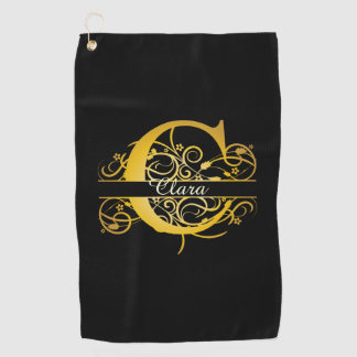 Monogram Gold Silhouette Letter C Golfhandtuch