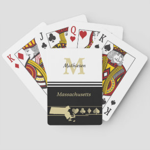 Monogram Gold Silhouette Massachusetts Spielkarten