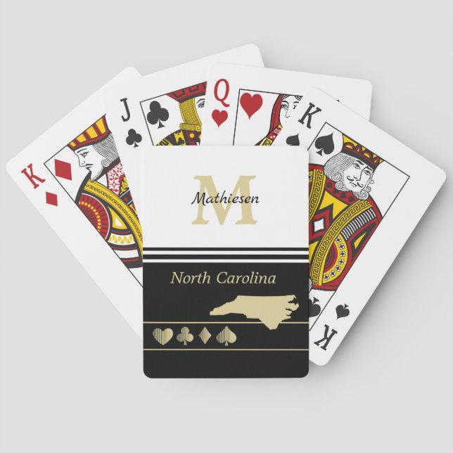 Monogram Gold Silhouette North Carolina Spielkarten (Rückseite)