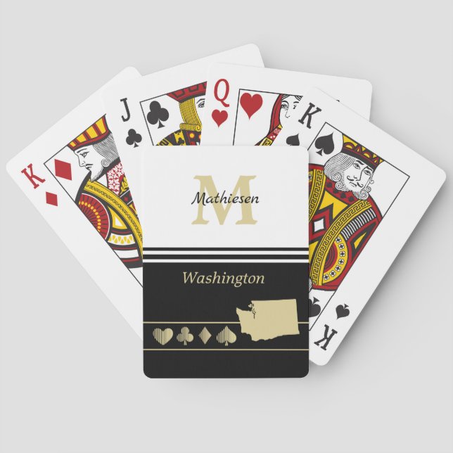 Monogram Gold Silhouette Washington Spielkarten (Rückseite)