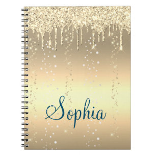 Monogram Gold Sparkle Dripping Glitzer Metallic Notizblock