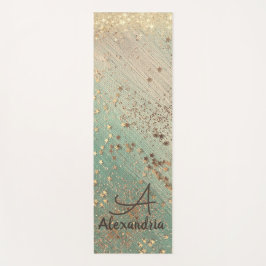 Monogram Gold Stardust auf Sea Green Yogmat Yogamatte