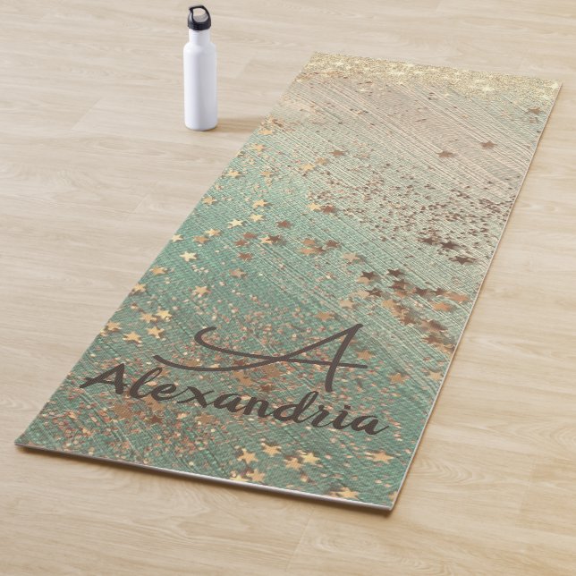 Monogram Gold Stardust auf Sea Green Yogmat Yogamatte (Beispiel)