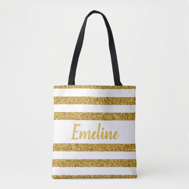 Monogram Gold Strip Tote Bag (Vorderseite)