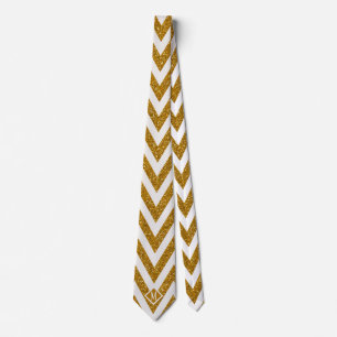Monogram Gold Stripes Glitzer Muster Männer Design Krawatte