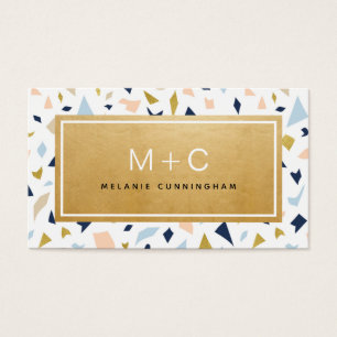 Monogram Gold Terrazzo Business Cards