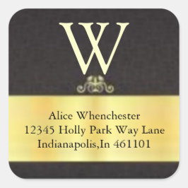 Monogram Gold Trial und Black Umschlag Aufklebers Quadratischer Aufkleber