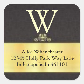 Monogram Gold Trial und Black Umschlag Aufklebers Quadratischer Aufkleber