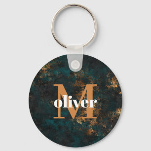 Monogram Gold und Marine Aquamariner Schlüsselanh Schlüsselanhänger