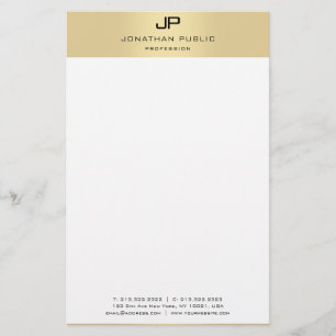 Monogram Gold und White Modern Elegant Template Briefpapier