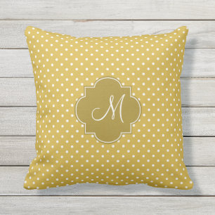 Monogram Gold und White Polka Dot Muster Kissen Für Draußen