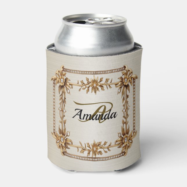 Monogram Gold Verziert Rectangle Dimond Blume Shin Dosenkühler (Kanne Vorderseite)