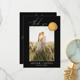 Monogram Gold Wachs Siegel Foto Hochzeit Dankeskarte