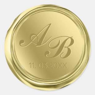 Monogram Gold Wax Siegel Wedding Runder Aufkleber