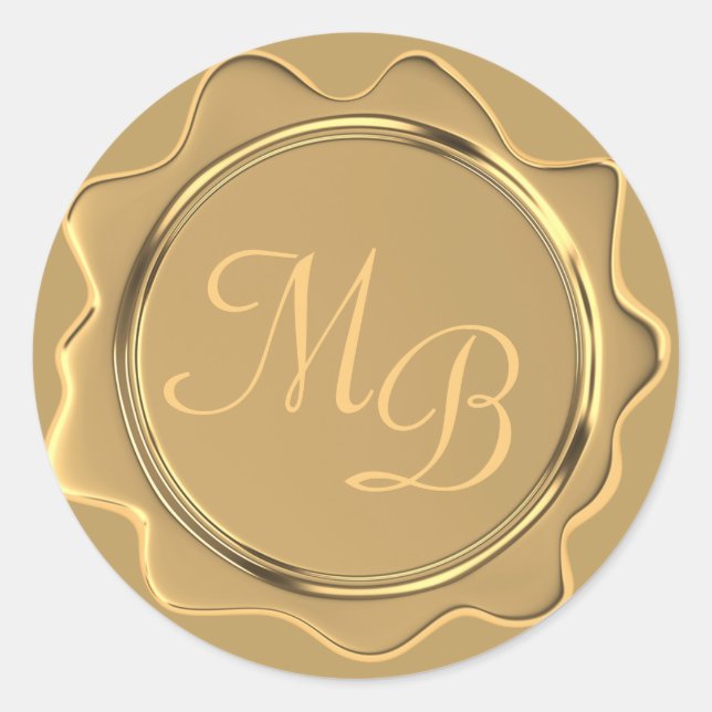 Monogram Gold Wax Umschlag Aufkleber Wedding Stick (Vorderseite)