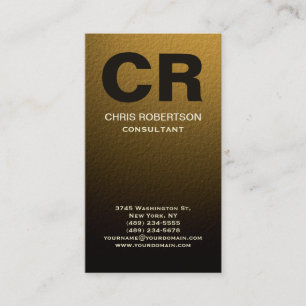 Monogram Gold Yellow Brown Effect Business Card Visitenkarte