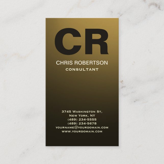 Monogram Gold Yellow Brown Effect Business Card Visitenkarte (Vorderseite)