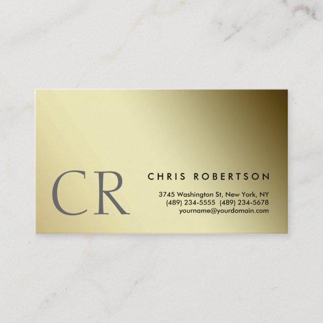 Monogram Gold Yellow Tones Business Card Visitenkarte (Vorderseite)