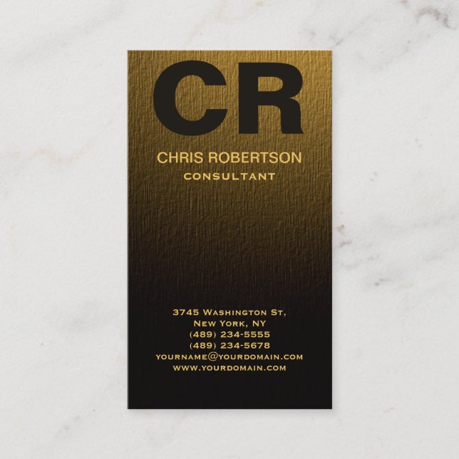 Monogram Gold Yellow Wood Effect Business Card Visitenkarte (Vorderseite)