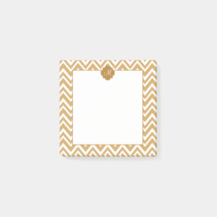 Monogram Gold Zickzack Muster Post-it Klebezettel