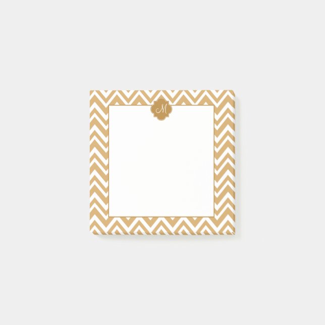 Monogram Gold Zickzack Muster Post-it Klebezettel (Vorderseite)