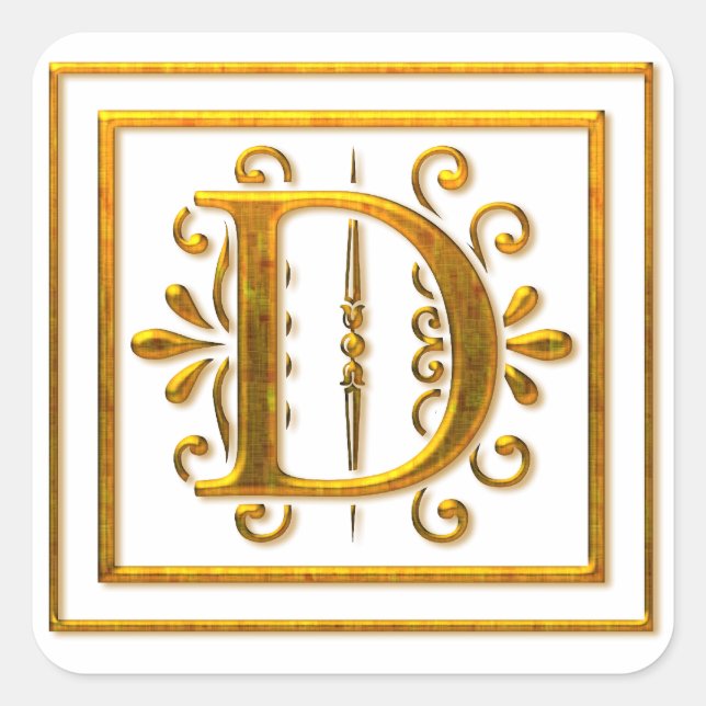 Monogram Golden D Elegant Stickers (Vorderseite)