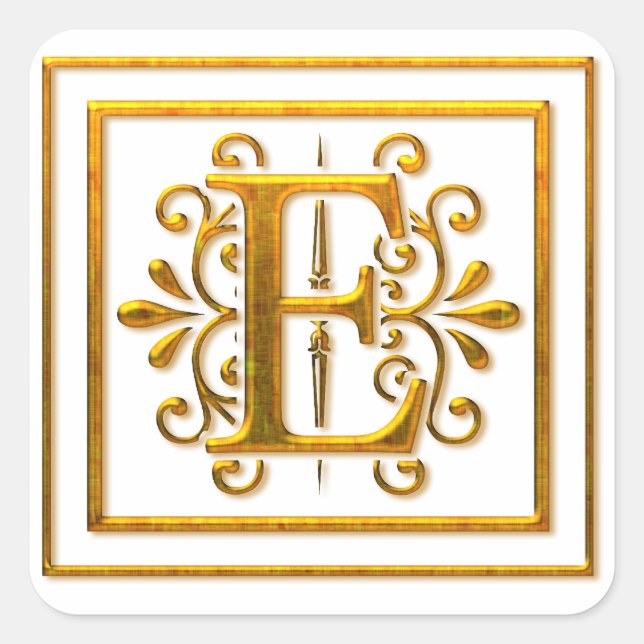 Monogram Golden E Elegant Stickers (Vorderseite)