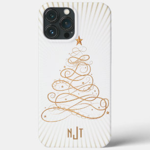 Monogram Golden Filigree Christmas Tree Case-Mate iPhone Hülle