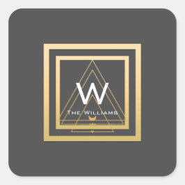 Monogram Golden Frame Minimal VIP Geometrie Grau Quadratischer Aufkleber
