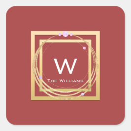Monogram Golden Frame Minimalism Geometrie-Rose Quadratischer Aufkleber