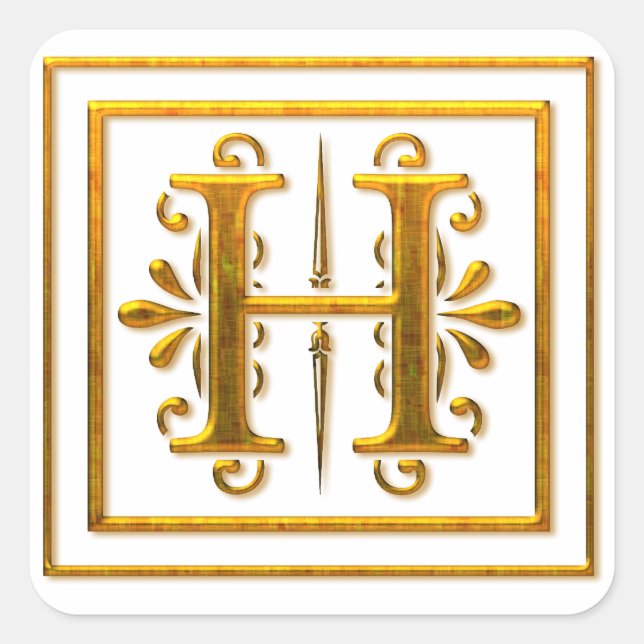 Monogram Golden H Elegant Stickers (Vorderseite)