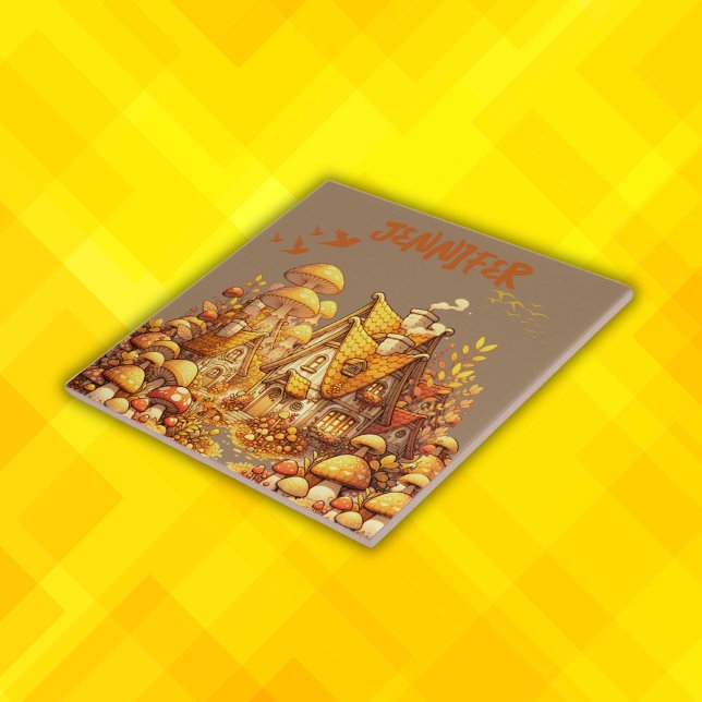 Monogram Golden Hütte Core on Brown | Fliese (Von Creator hochgeladen)