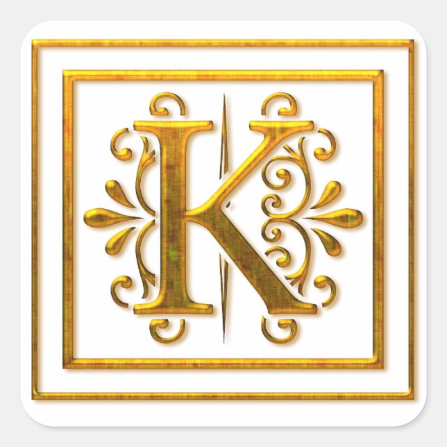Monogram Golden K Elegant Stickers (Vorderseite)
