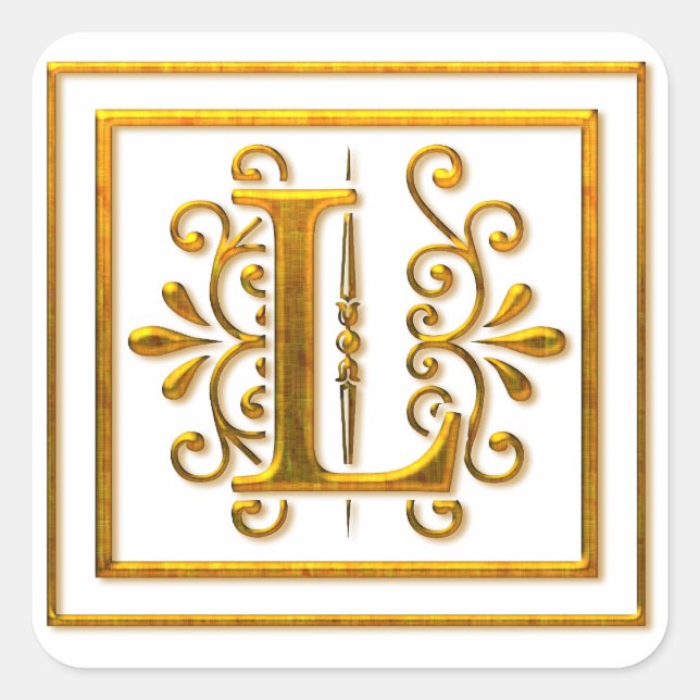 Monogram Golden L Elegant Stickers (Vorderseite)