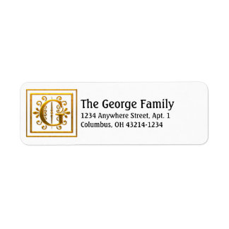 Monogram Golden Letter G Elegante Address Labels