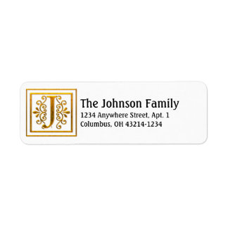 Monogram Golden Letter J Elegante Address Labels