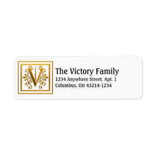 Monogram Golden Letter V Elegante Address Labels