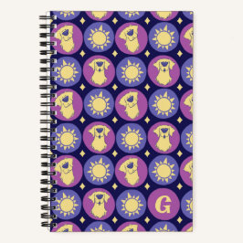 Monogram Golden Retriever Whimsical Sun Custom Notizbuch